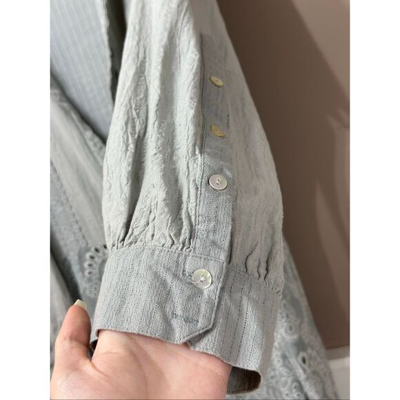 NWOT POL "See You at the Horse Range" Relaxed Fit Lace Eyelet Tunic Button Up L - Picture 4 of 12